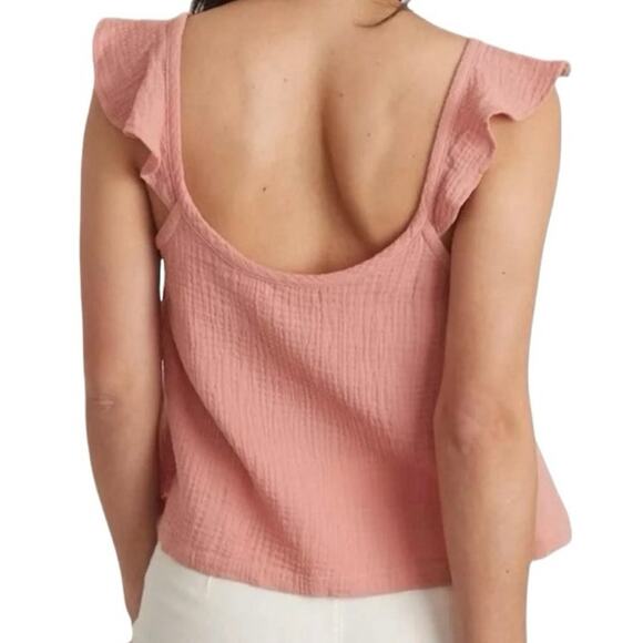 MARINE LAYER Women’s Jude Flutter Sleeve Gauze Tank Top Rosette Pink-Size M‎ - Picture 3 of 7